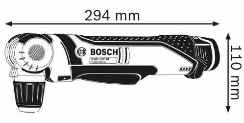 Medidas del taladro angular a batería GWB 12V-10 Professional - BOSCH