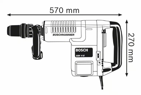 Medidas del martillo demoledor SDS max GSH 11 E Professional - BOSCH