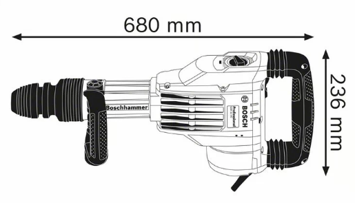 medidas del Martillo demoledor SDS max GSH-11 VC professional - BOSCH