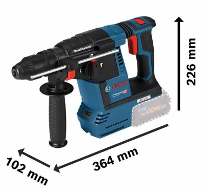 Medidas del martillo perforador universal SDS plus GBH 18V-26F Professional de BOSCH