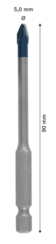 Medidas de la broca EXPERT HEX-9 HardCeramic Ø5 mm - BOSCH