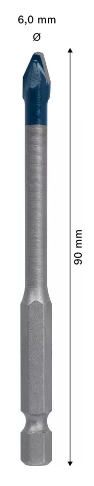 Medidas de la broca EXPERT HEX-9 HardCeramic Ø6mm - BOSCH