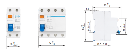 Medidas del interruptor diferencial - CHINT