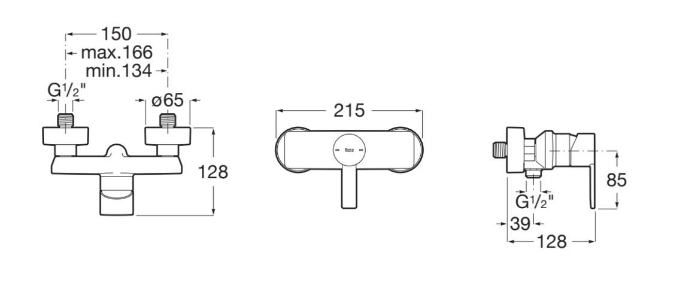 Medidas grifo exterior para ducha TARGA