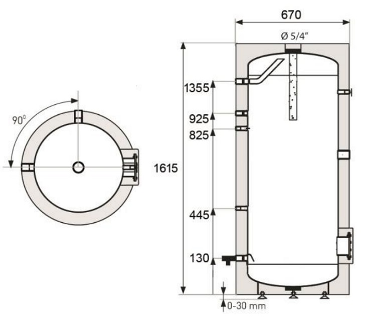 Medidas del termo eléctrico TXS300 - APARICI