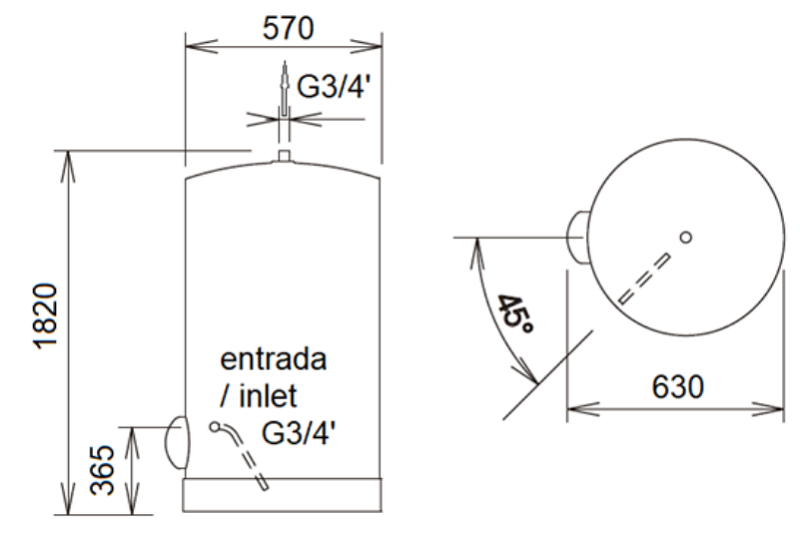 Medidas del termo eléctrico TXM300 - APARICI