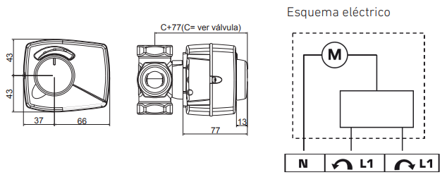 Medidas del servomotor SM-41 - BAXI