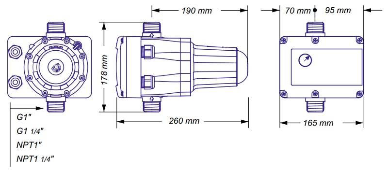 Medidas del EPR Pump Driver con regulación de presión - COELBO