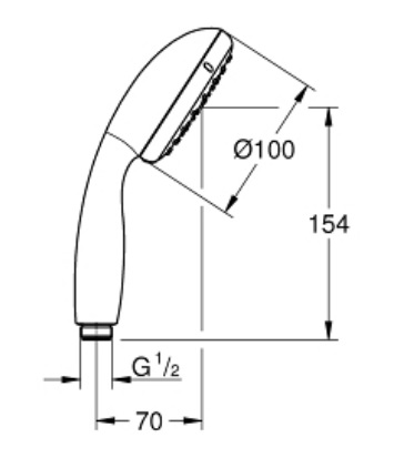 Medidas de la teleducha de 1 chorro TEMPESTA 100 - GROHE