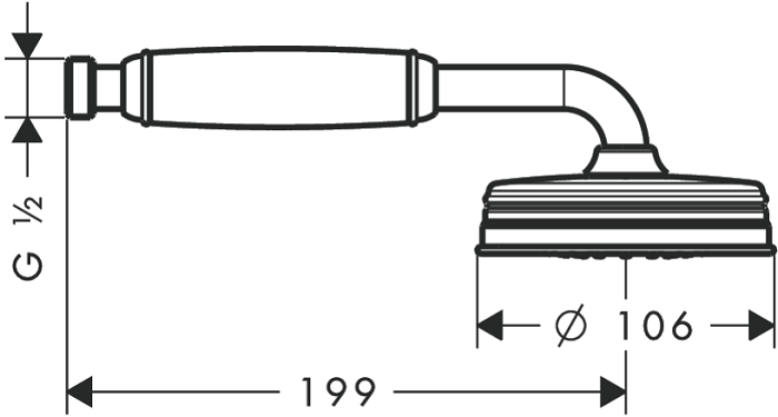 Medidas de la teleducha 100 1jet Montreux AXOR - HANSGROHE