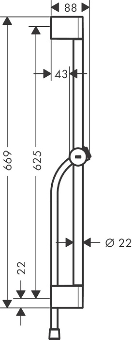 Medidas de la barra de ducha Pulsify S 65 cm y flexo Isiflex 160 cm UNICA - HANSGROHE