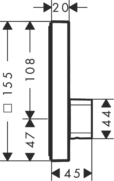 Medidas del grifo empotrado para 2 funciones (llaves de paso) ShowerSelect - HANSGROHE