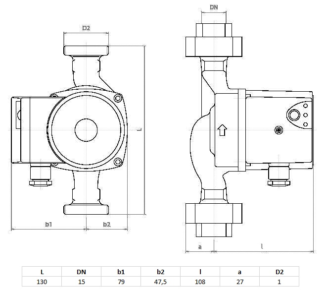 Medidas de la bomba de aumento de presión NMT PLUS COMFORT 15/120-130 - IMP PUMPS