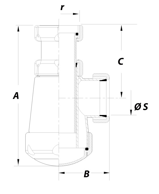 Medidas del sifón botella para lavabo/bidé S-69 - JIMTEN