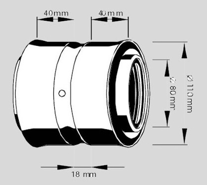 Medidas del manguito de unión coaxial estanco Ø80/110 mm AZ 233 - JUNKERS