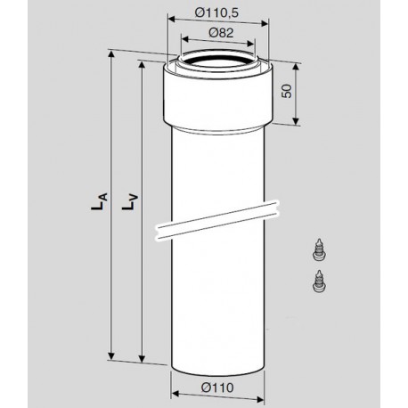 Medidas del prolongador Ø80/110 mm AZ 265, AZ 264 y AZ 263 - JUNKERS