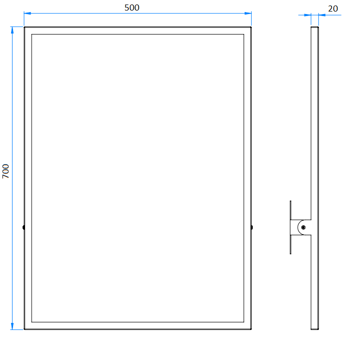 Medidas del espejo basculante 700x500 mm - MEDICLINICS