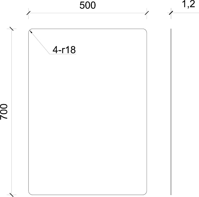 Medidas del espejo antivandálico 500 x 700 mm - NOFER