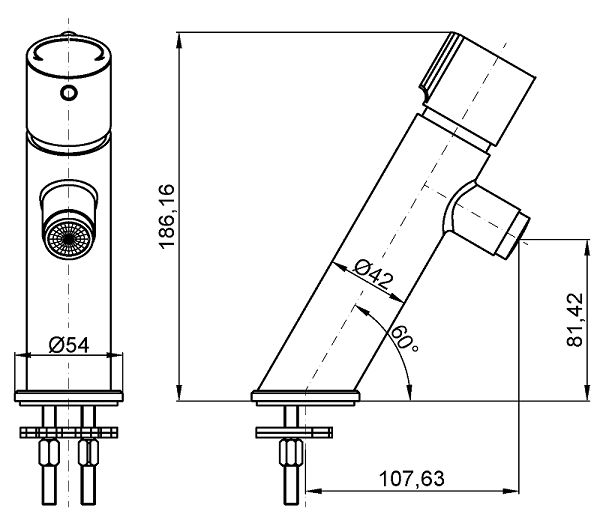 Medidas del grifo temporizado mezclador para lavabo - NOFER