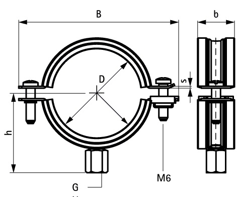 Medidas de la abrazadera con rosca doble M8/10 BIS KSB2 - WALRAVEN