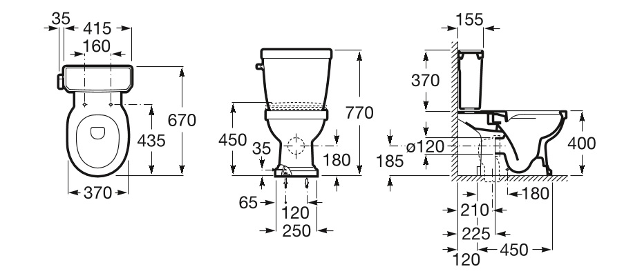 Cisterna de doble descarga 4,5/3L con alimentación inferior para inodoro CARMEN - ROCA