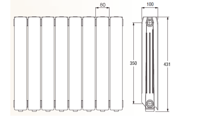 Dimensiones del radiador Ferroli Europa 450C
