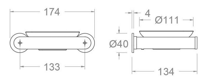 Medidas de la jabonera de pared para baño de acero inoxidable - RAMÓN SOLER