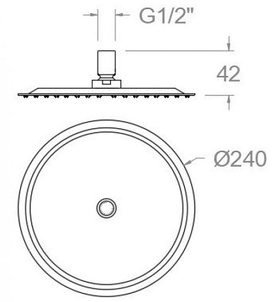 Medidas del rociador de ducha circular extraplano Ø240mm - RAMÓN SOLER