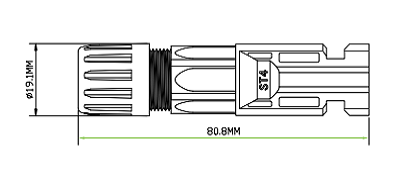 Medidas del kit conector solar macho/hembra ST4MF12B - REXEL