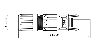 Medidas del kit conector solar macho/hembra ST4MF12B - REXEL