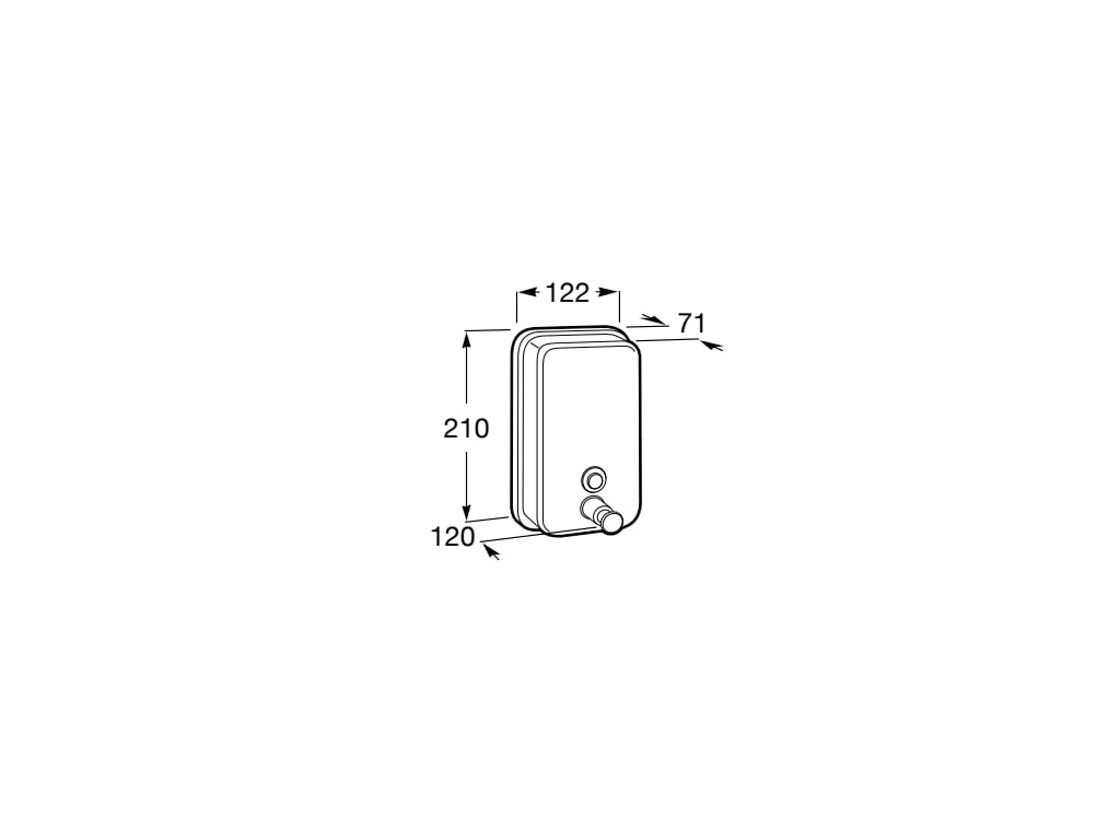Medidas del dispensador de jabón líquido con pulsador PUBLIC - ROCA