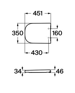 Medidas de la tapa y asiento de Supralit para inodoro de tanque bajo THE GAP - ROCA