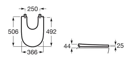 Medidas de la tapa de Supralit® para bidé ONA - ROCA