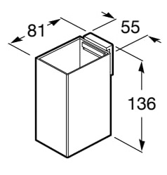 Medidas del portavaso y vaso de pared RUBIK - ROCA