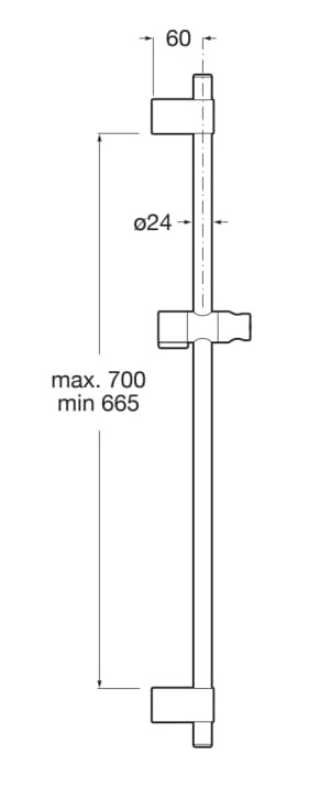 Medidas de la barra de ducha con soporte regulable SENSUM - ROCA