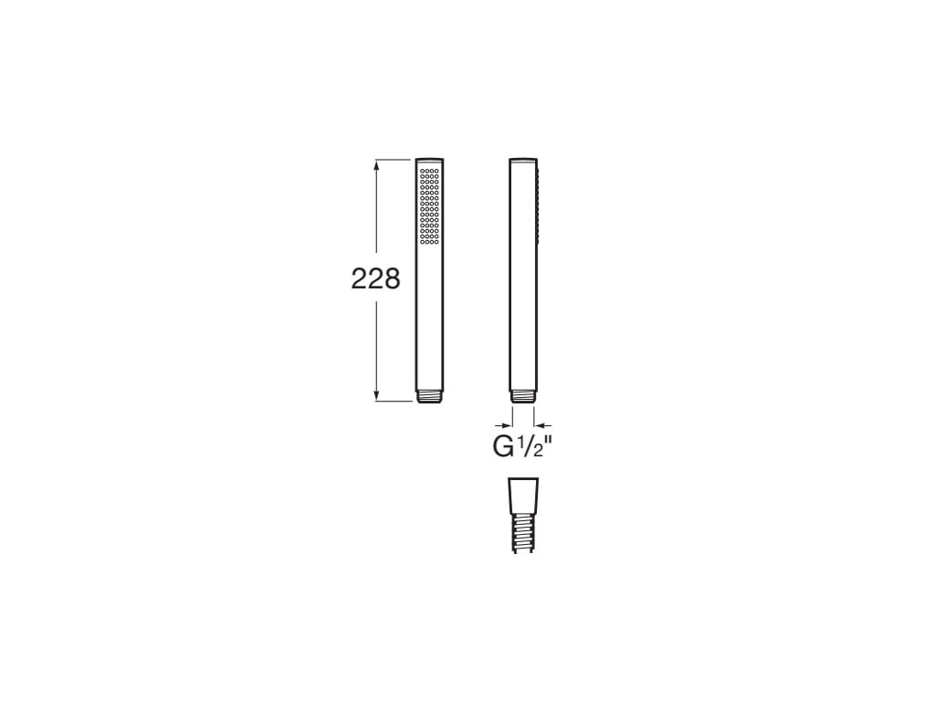 Medidas de la ducha de mano STICK SQUARE STELLA - ROCA