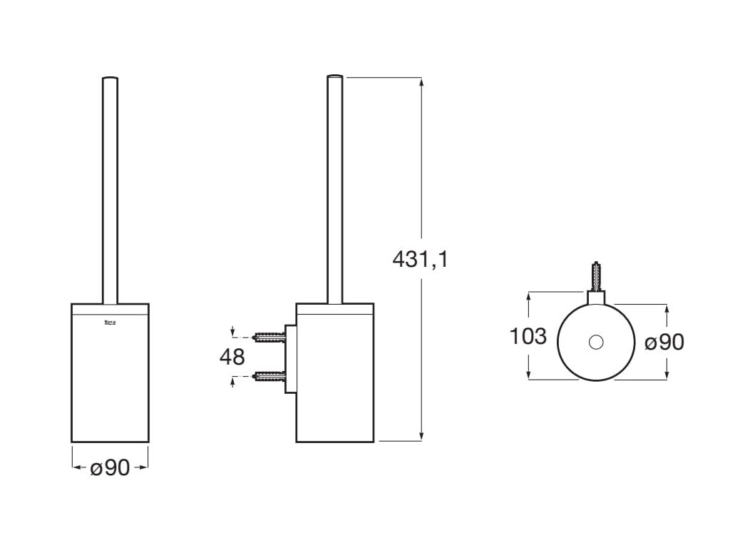 Medidas del escobillero de pared ROUND HOTELS - ROCA