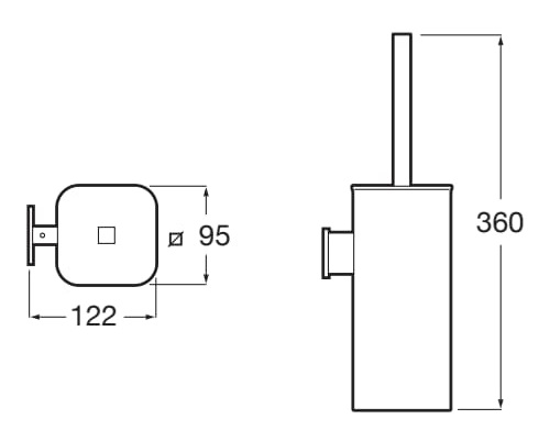 Medidas del escobillero de pared (tornillería o adhesivo) RECORD - ROCA