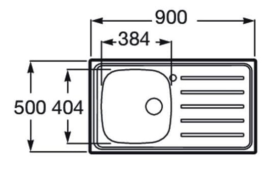 Medidas del fregadero de cocina 900 x 490 J90 - ROCA