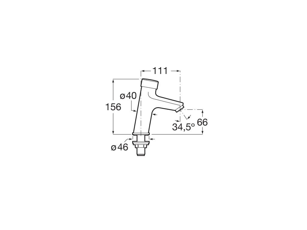 Medidas grifo temporizador de repisa para lavabo FLUENT de ROCA