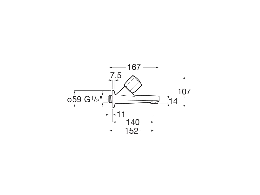 Medidas del grifo de pared para lavabo BRAVA - ROCA