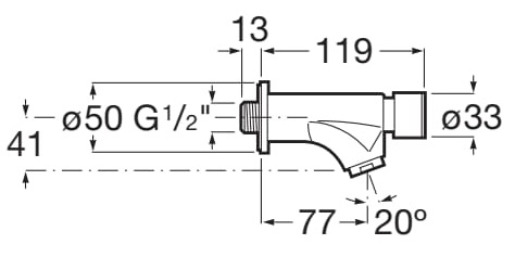 Medidas del grifo temporizado exterior para lavabo con pulsador INSTANT - ROCA