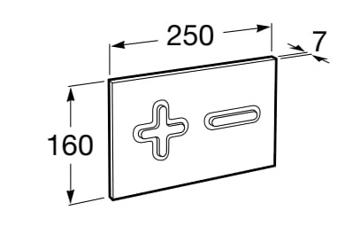 Medidas de la placa de accionamiento con descarga dual PL6 IN-WALL - ROCA