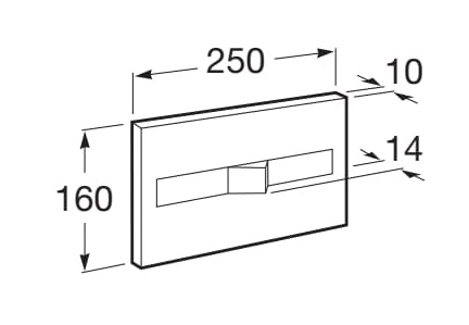 Medidas de la placa de accionamiento con descarga dual PL2 IN-WALL - ROCA