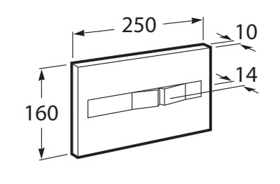 Medidas de la placa de accionamiento con descarga dual PL2 DUAL (ONE) - ROCA