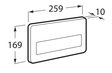 Medidas de la placa de accionamiento PL3 PRO SINGLE (ONE) descarga única IN-WALL - ROCA