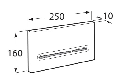 Medidas de la placa de accionamiento con descarga dual PL5 DUAL (ONE) IN-WALL - ROCA