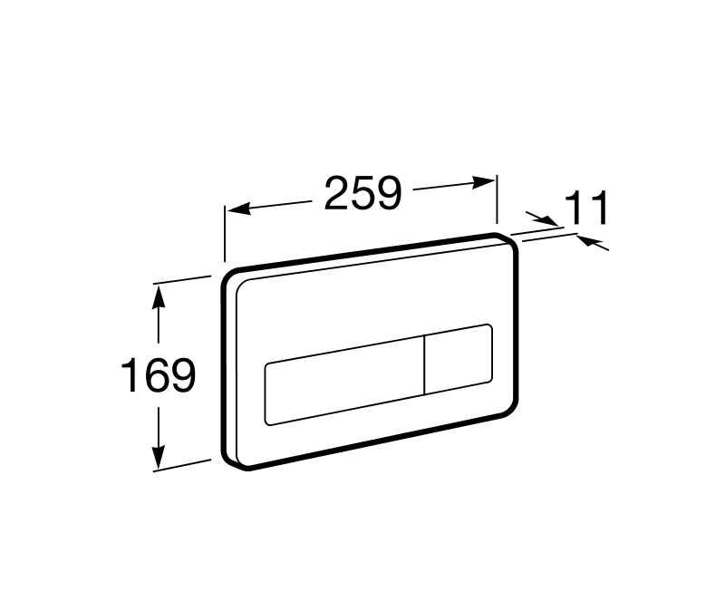 Medidas de la placa de accionamiento antivandálica descarga dual PL3 IN-WALL - ROCA