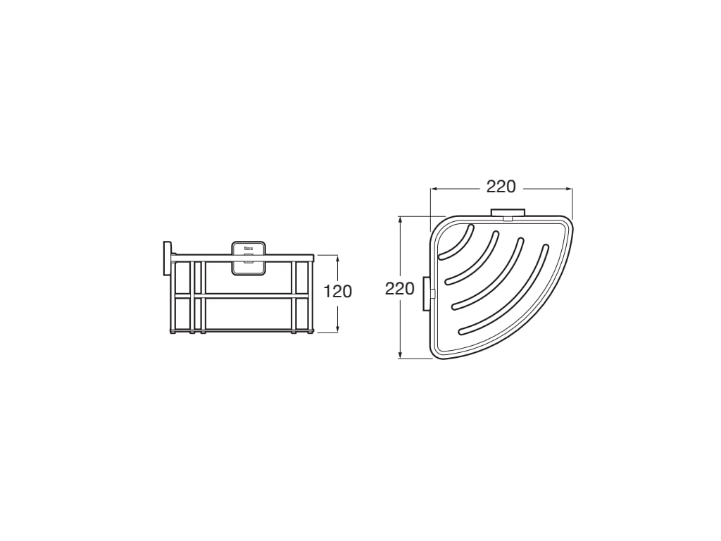 Medidas del contenedor de esquina 220x220 mm VICTORIA - ROCA