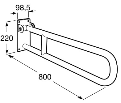 Medidas del asa de baño abatible acabado blanco 800 mm COMFORT ACCESS - ROCA